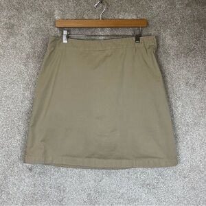 Lands End Skort Womens 10 Tan Cotton Blend Side Zip Khaki Preppy Classic- 4222